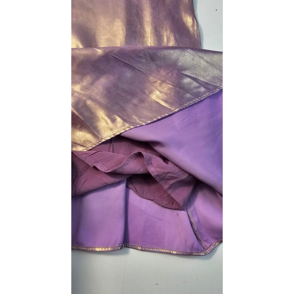 Urban Outfitters Pink Metallic Shine Asymmetrical Hem Lined Slip Drape Dress S — image 7 of 8